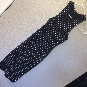 Navy polka dot midi